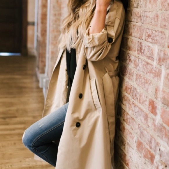 Etophe Studios Tan Trench Coat with Black Buttons - Picture 4 of 6